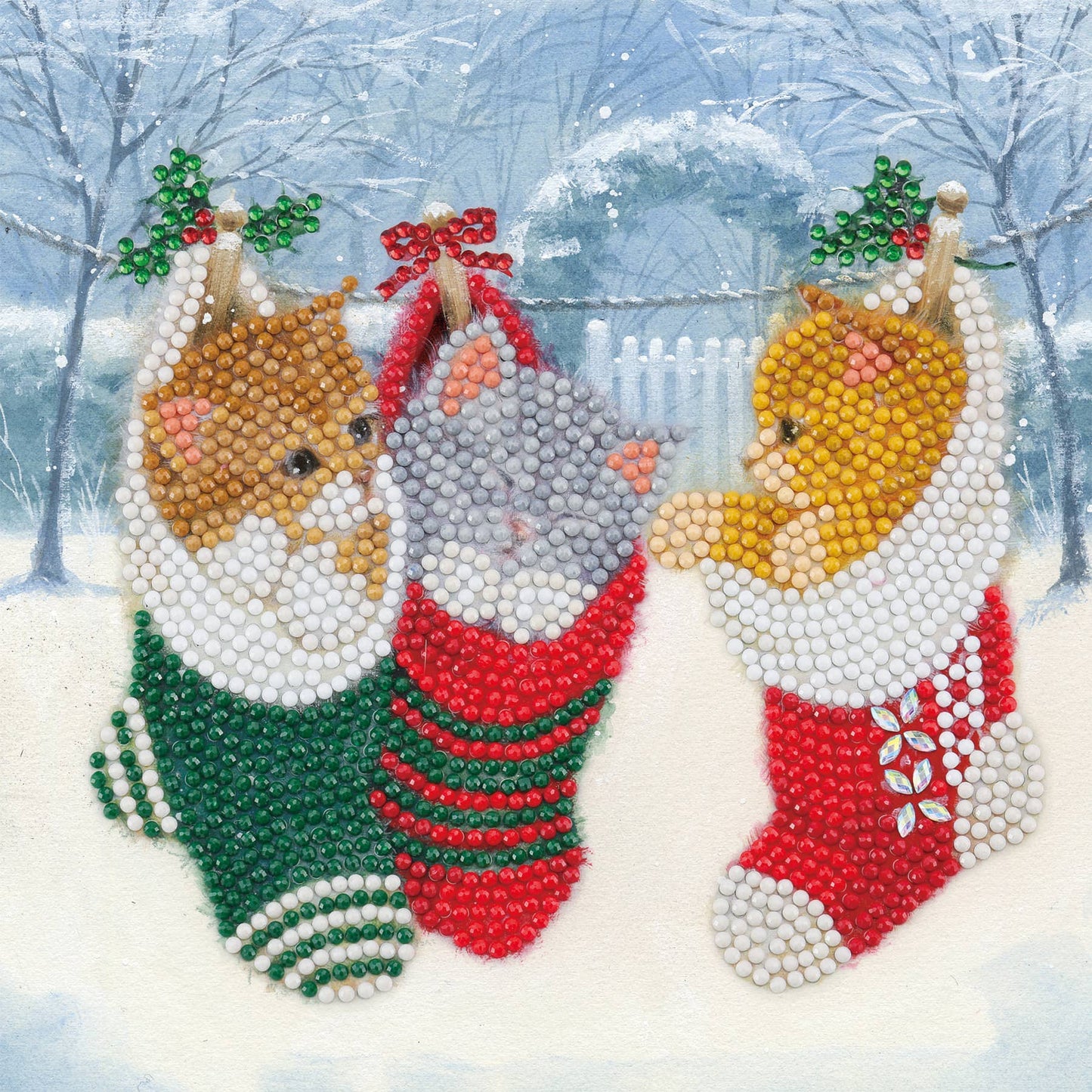 Christmas Kittens Crystal Art Card Kit