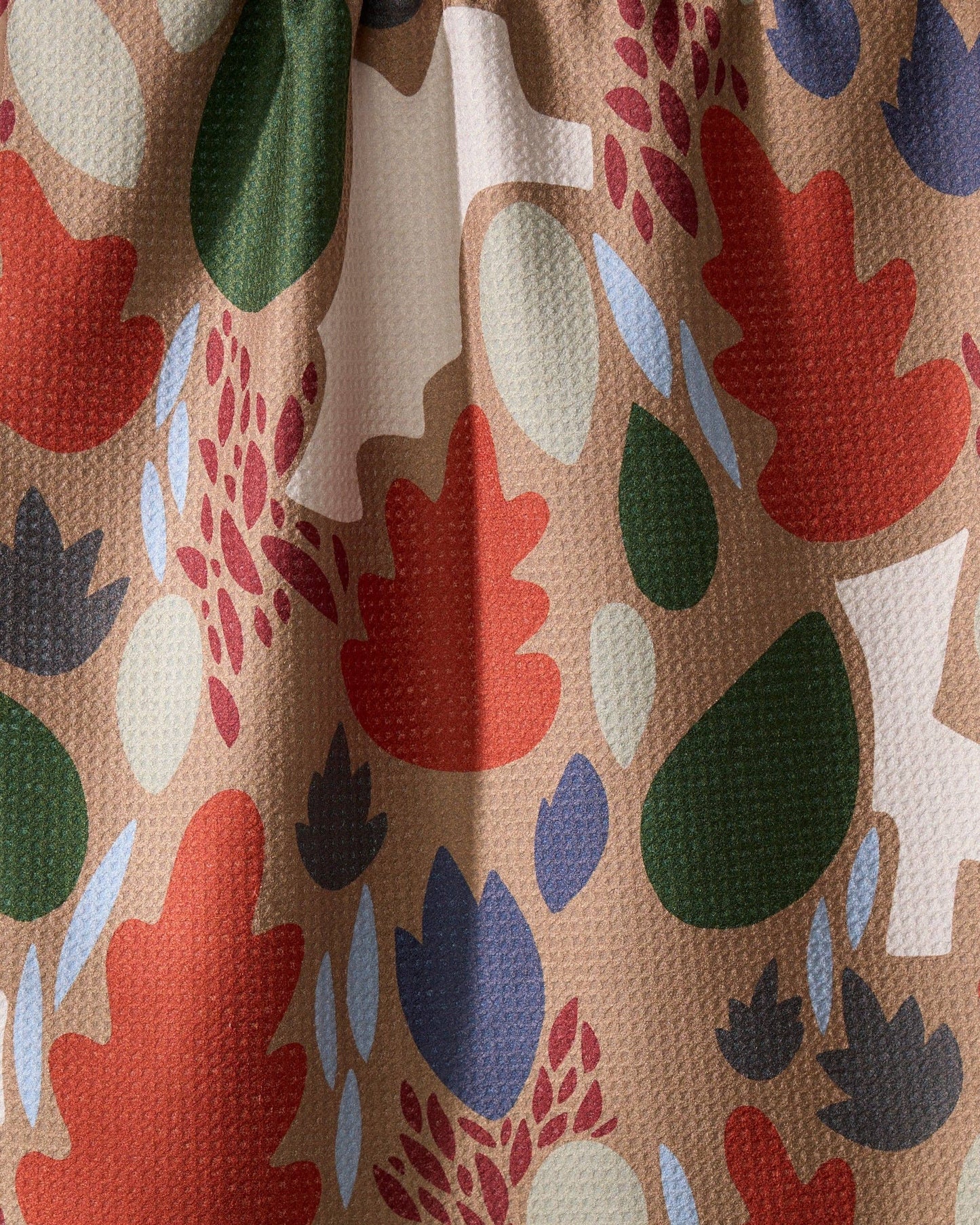 Cut Paper Leaves Mocha Geometry Tea Towel
