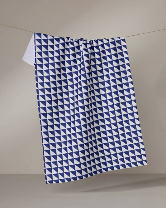 Blue Whirl Geometry Tea Towel