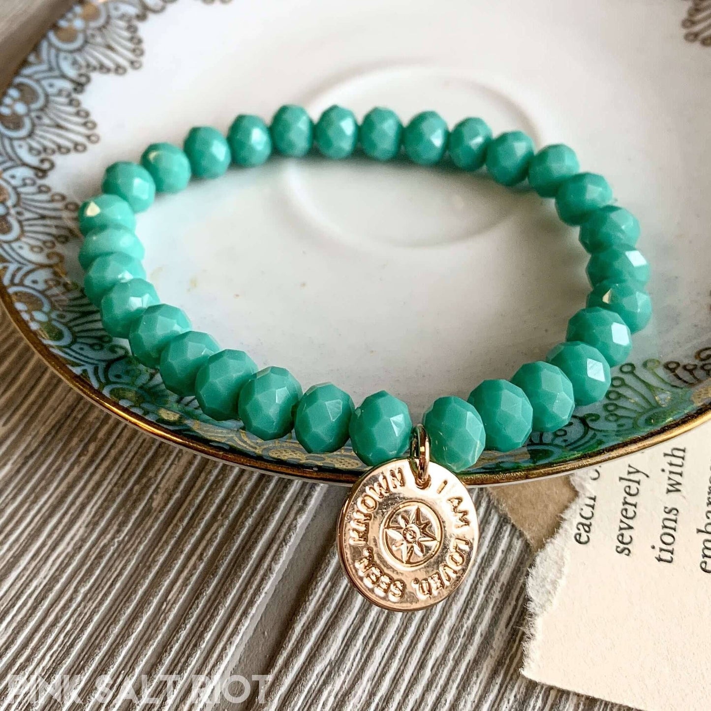 Loved, Seen & Known Teal Glass Bracelet