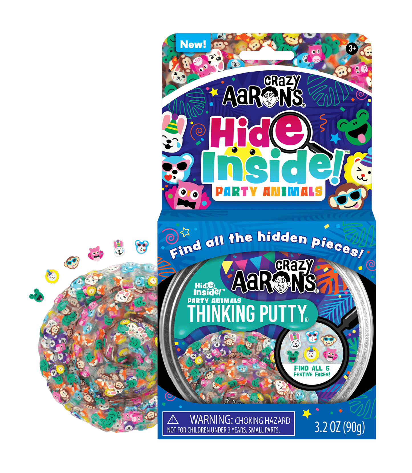 Crazy Aarons Party Animals - Full Size 4" Thinking Putty Tin