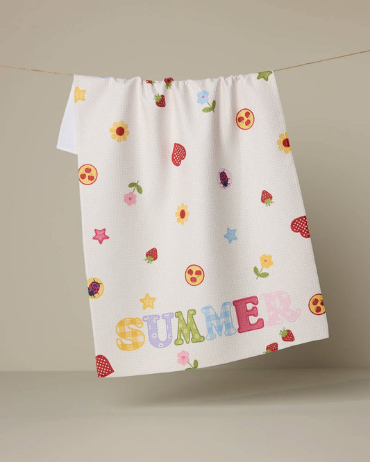 Summer Alphabet Geometry Tea Towel