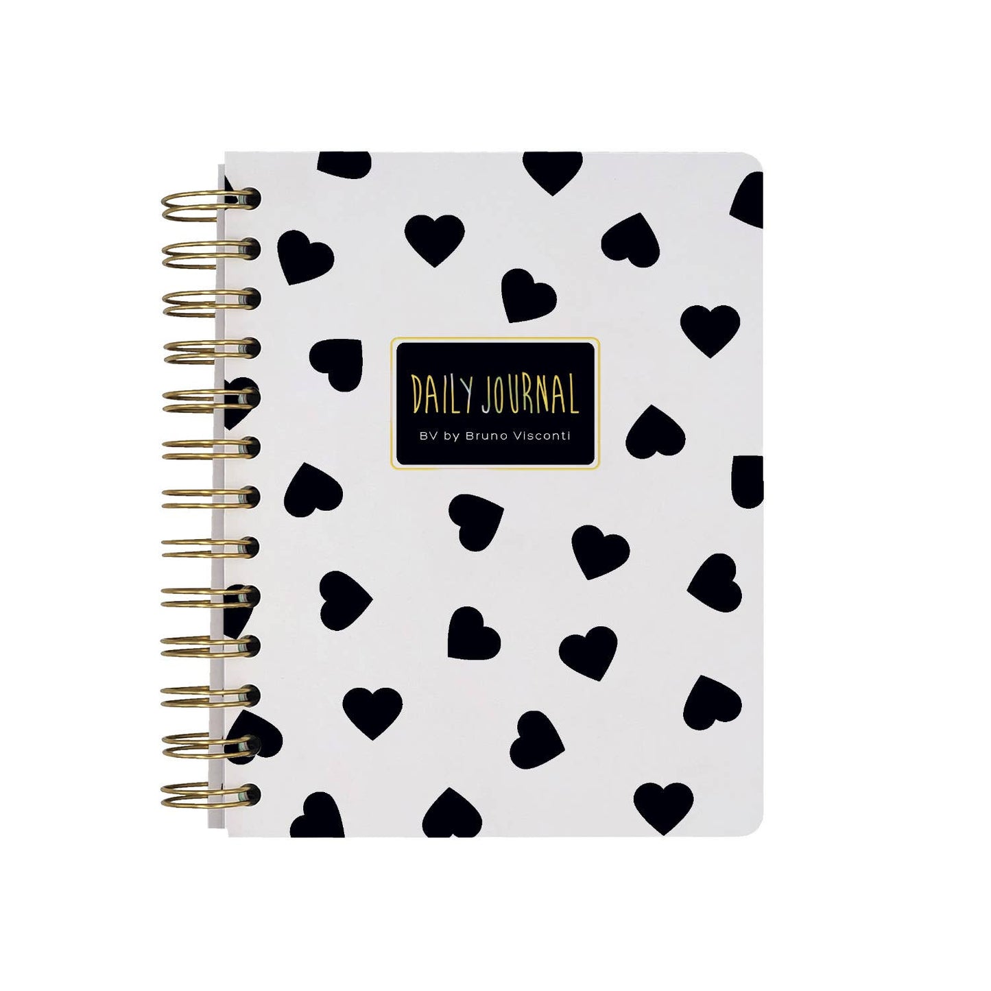 Black and White Hearts Spiral Weekly Diary
