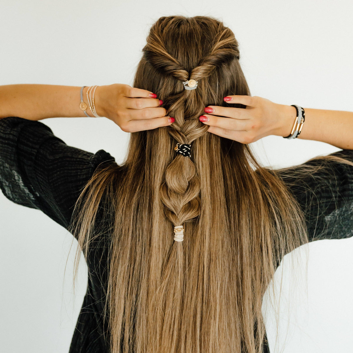 "Inspire" Grey & Black  Hair Tie Bracelets