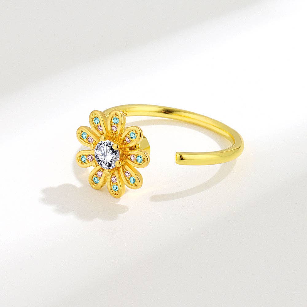 Daisy Anxiety Fidget Spinner Ring