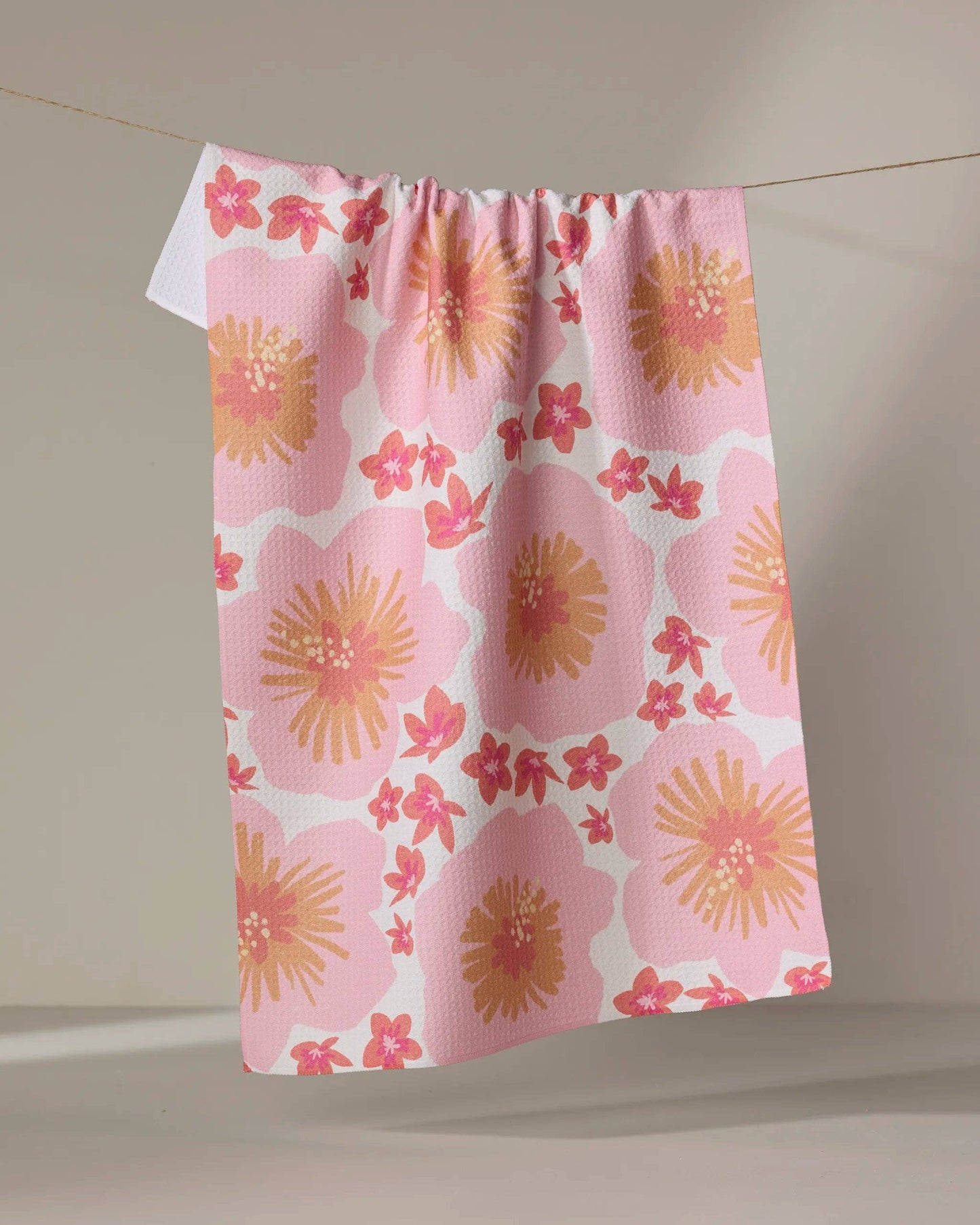 Hibiscus Sunset Geometry Tea Towel