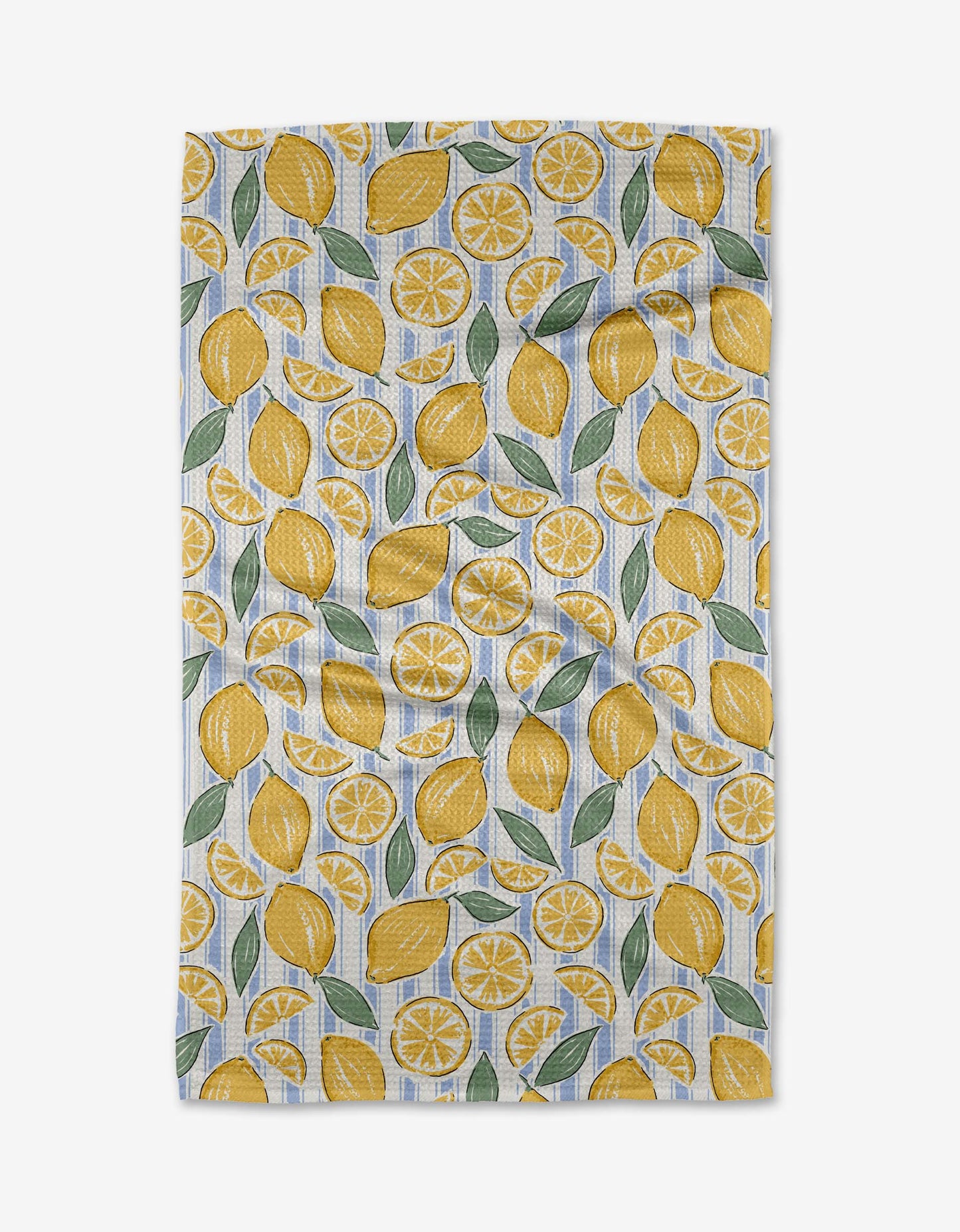 Sour Lemon Stripes Geometry Tea Towel