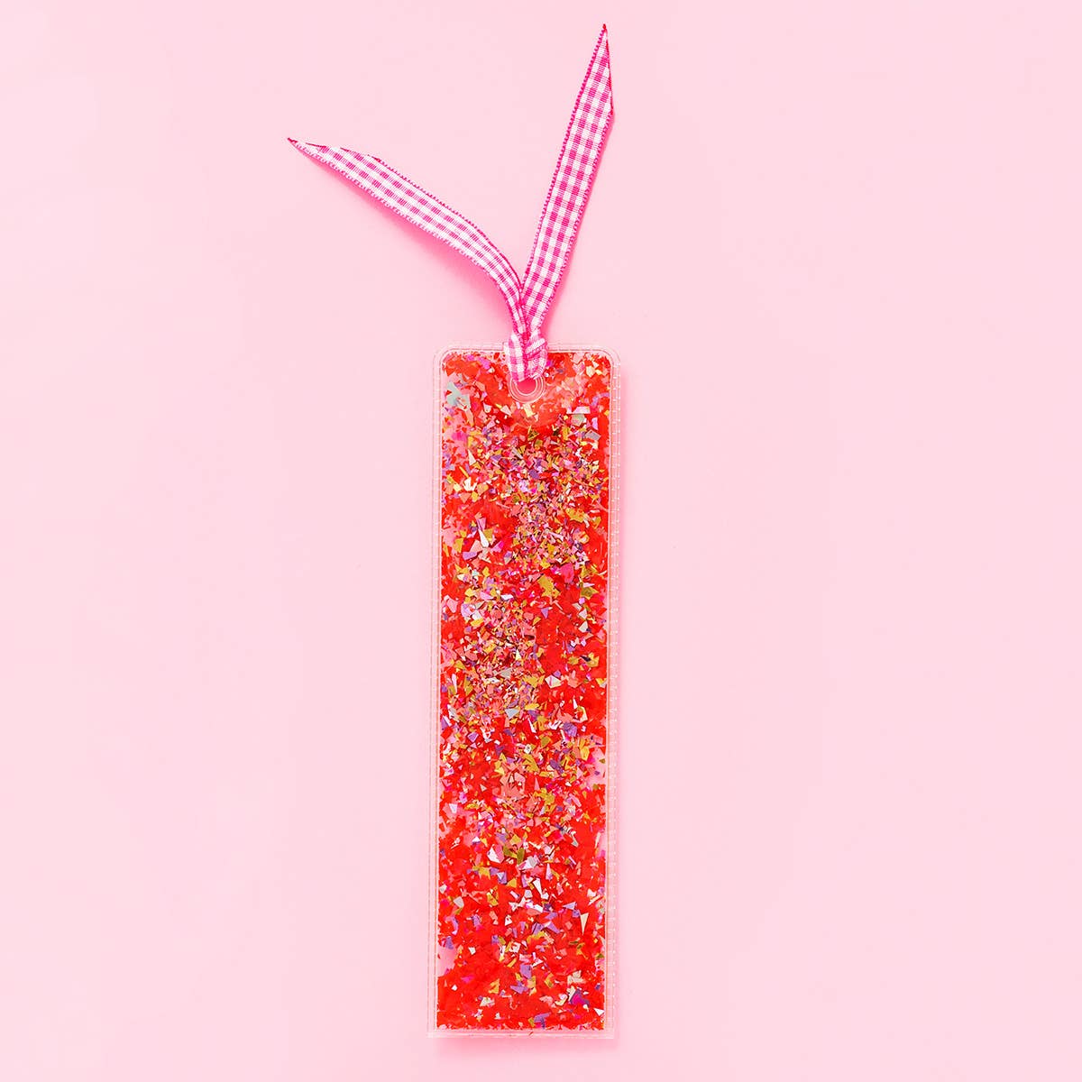 Red + Pink Confetti Bookmark