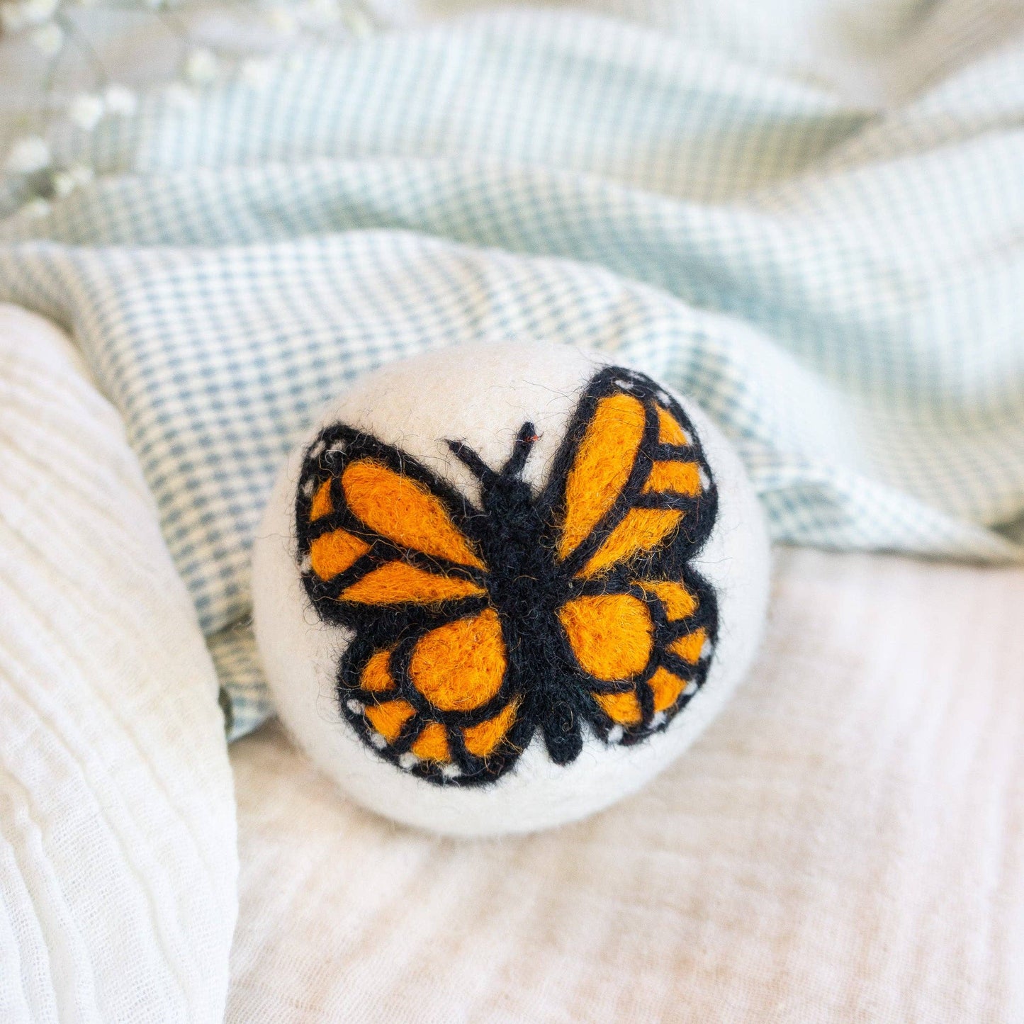 Rainbow Monarch Butterfly Eco Wool Dryer Ball