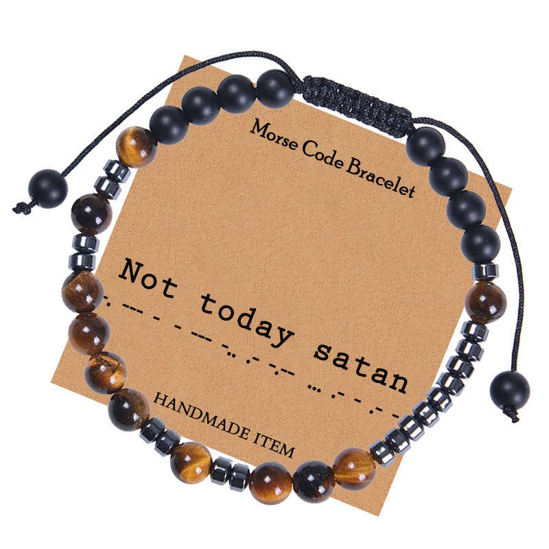 Morse Code Tiger's Eye Stretch Bracelet