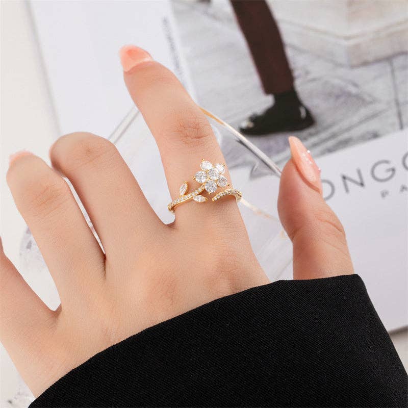 Dainty Flower Fidget Spinner Ring