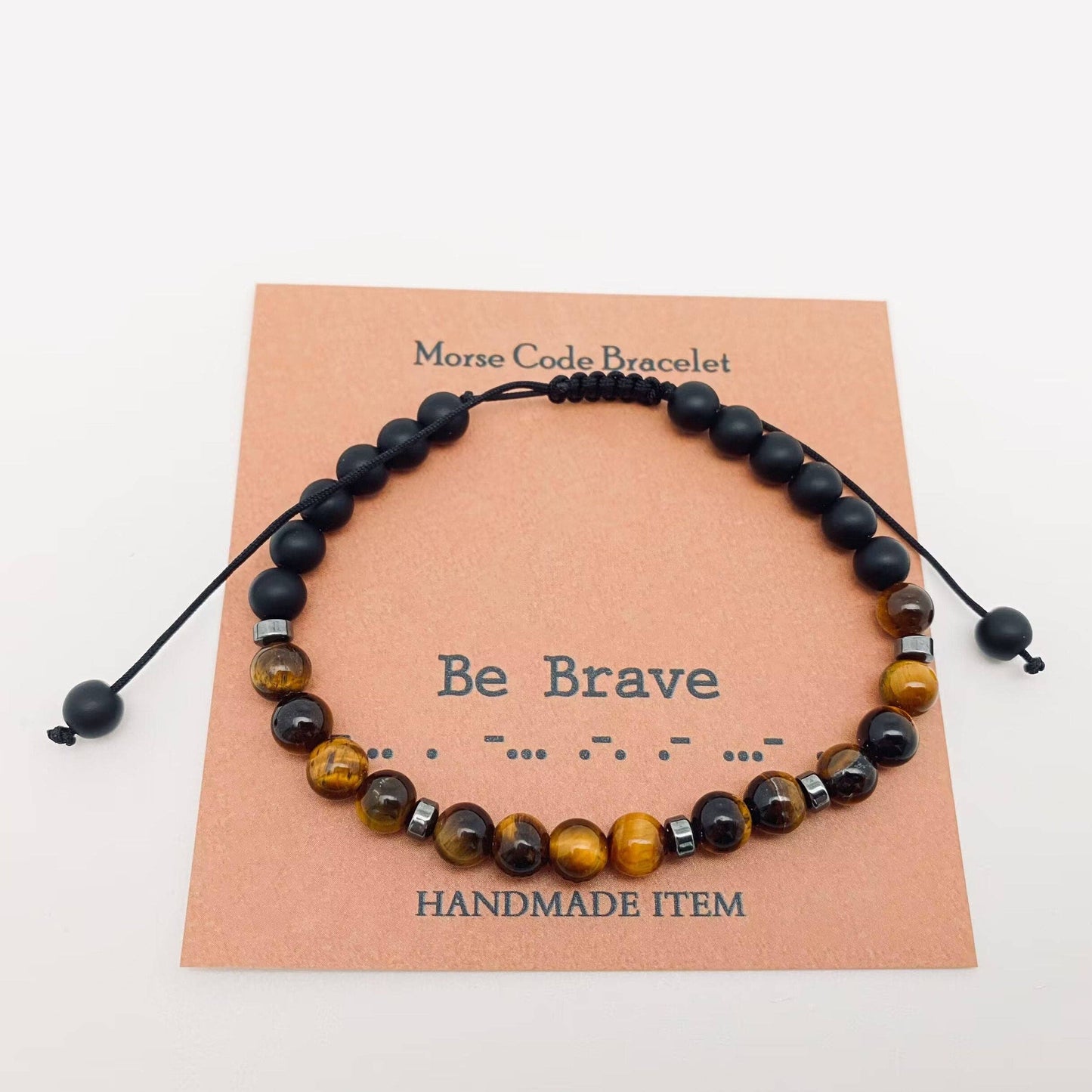 Morse Code Tiger's Eye Stretch Bracelet