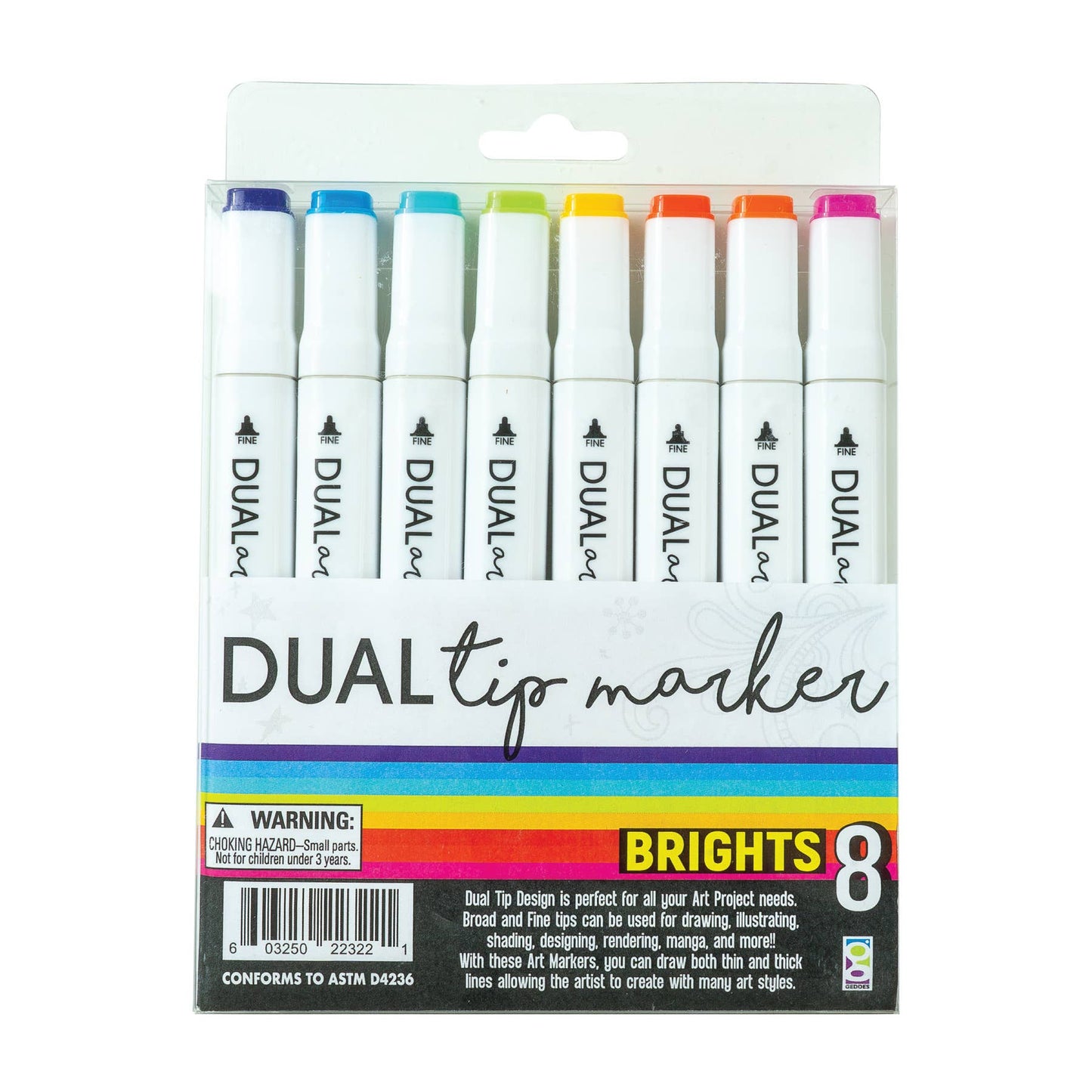 8CT Bright Dual Tip Markers