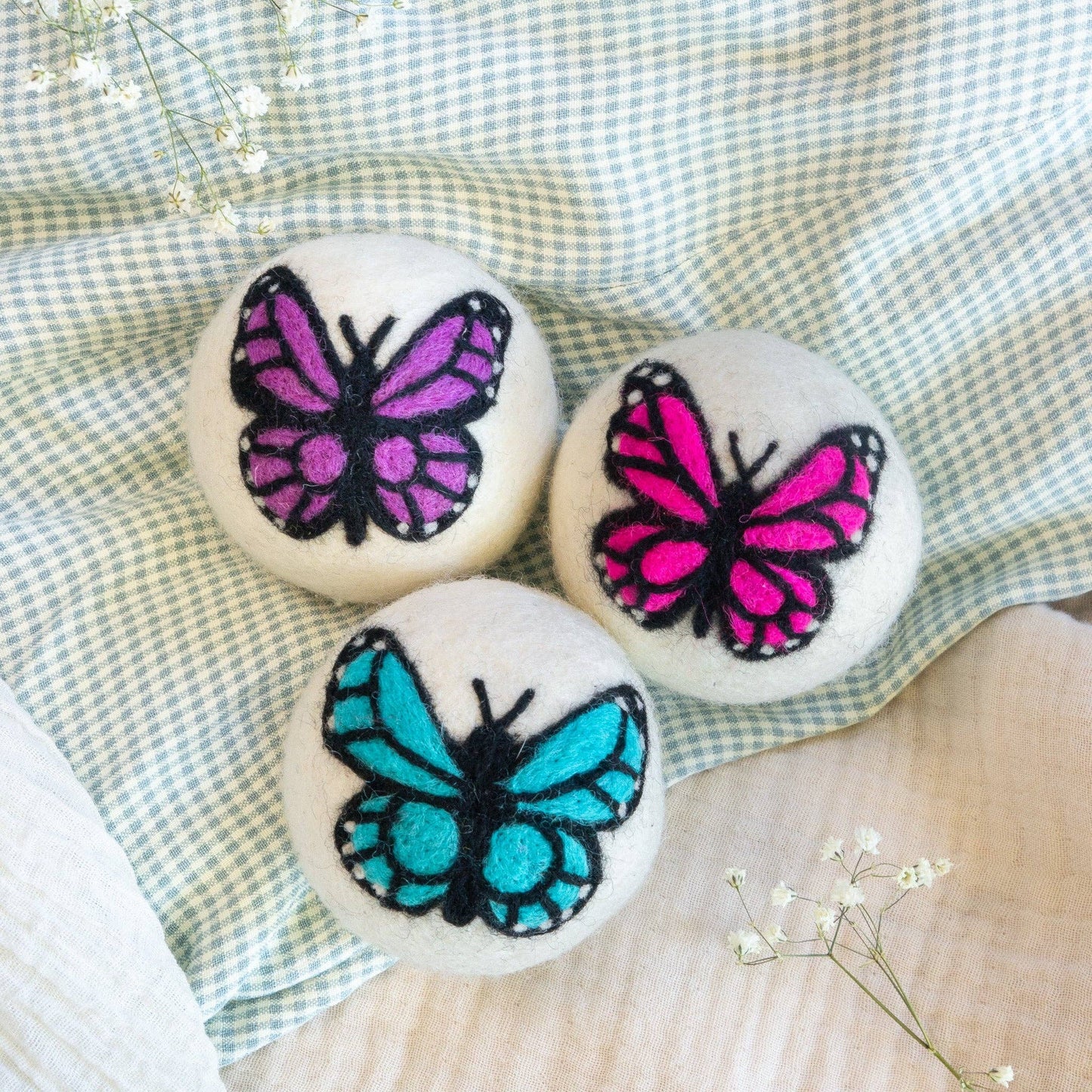 Rainbow Monarch Butterfly Eco Wool Dryer Ball
