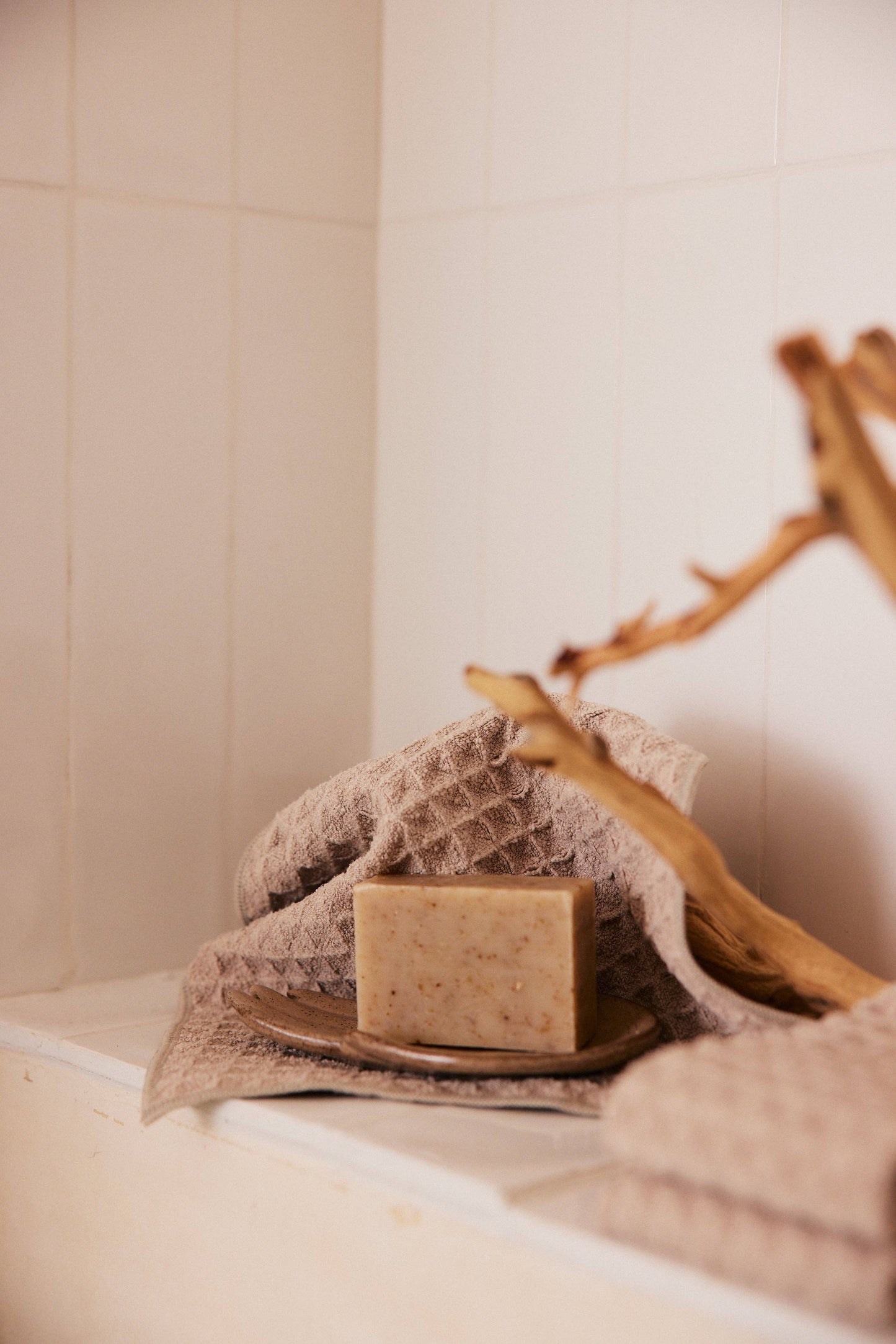 Taupe Geometry Waffle Washcloth Set