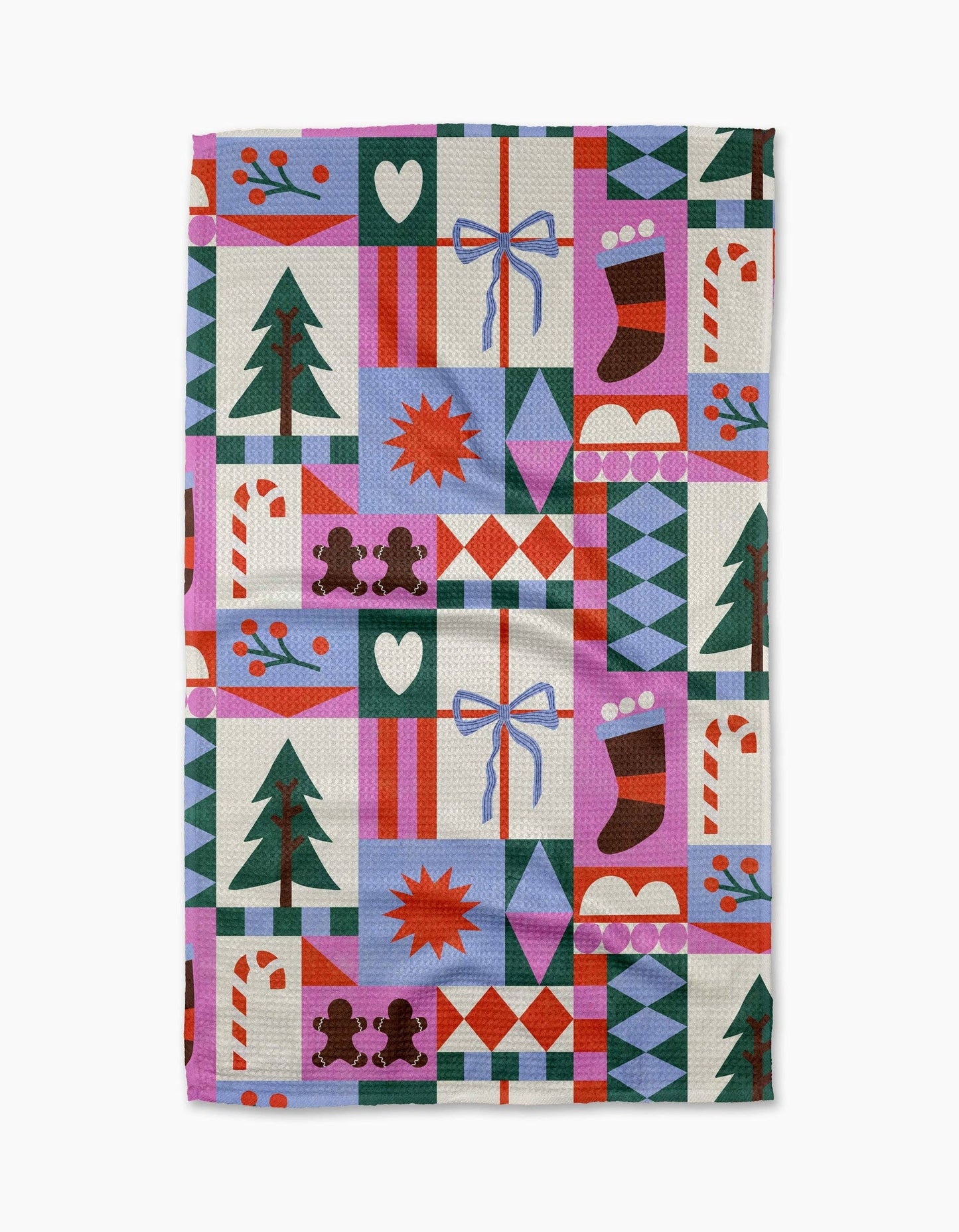 Festive Christmas Quilt Geometry Tea Towel