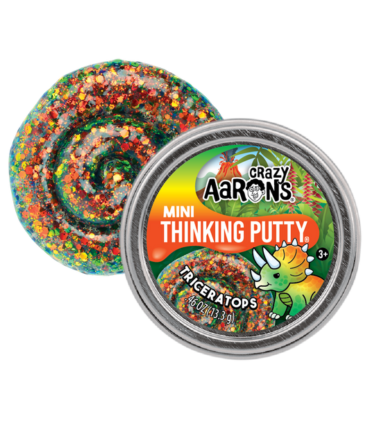 Crazy Aarons Mini Triceratops - 2" Thinking Putty Tin