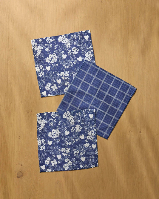 Posy Plaid Geometry Dishcloth Set