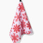 Snowy Days Red Geometry Tea Towel