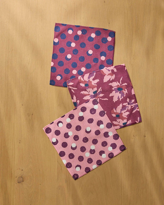 Mulberry Bloom Dot Geometry Dishcloth Set