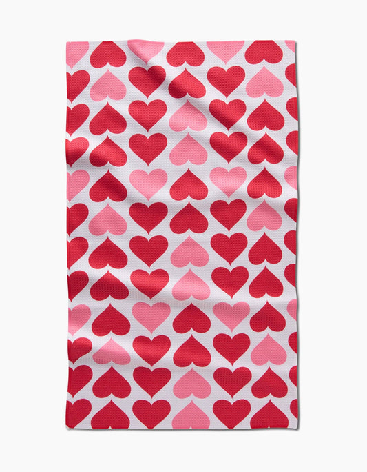 Blushing Hearts Geometry Tea Towel