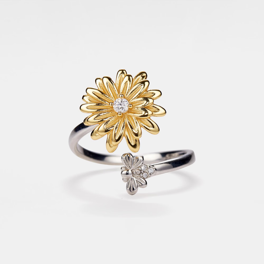 Flower & Bee Fidget Spinner Ring