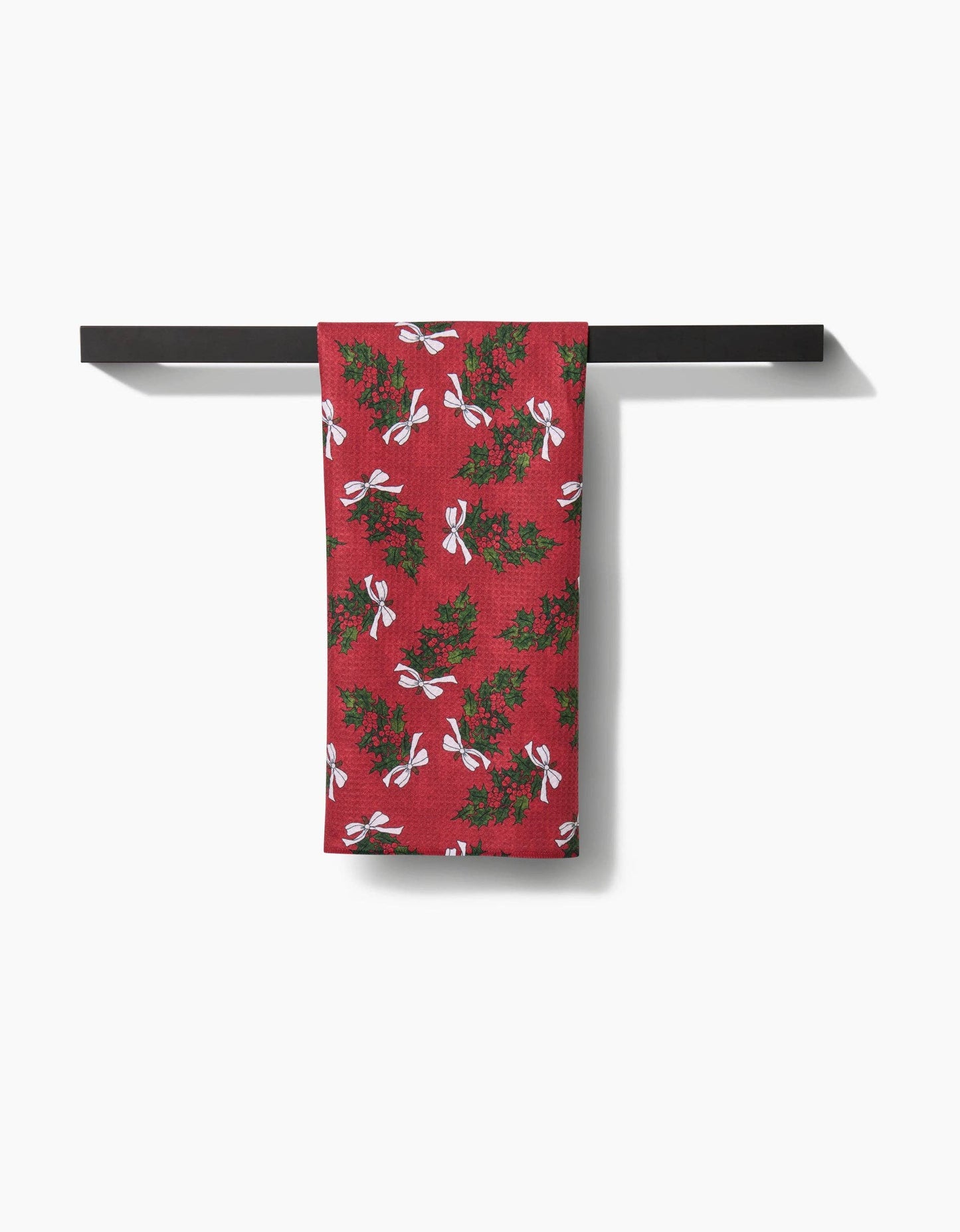 Christmas Berry Bow Geometry Tea Towel
