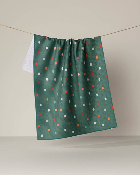 Moss Tile Shuffle Geometry Tea Towel