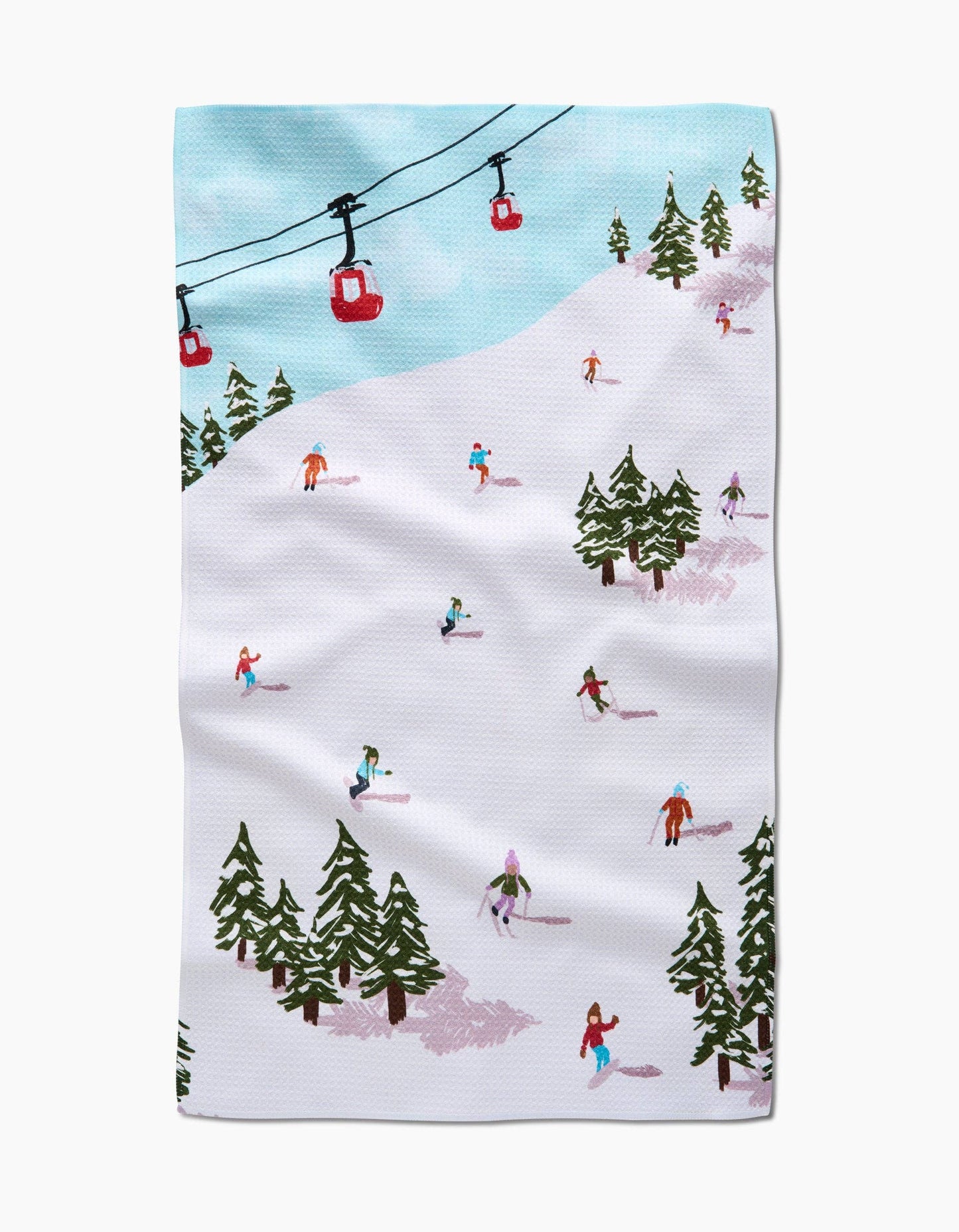 Winter Skiing Trip Geometry Tea Towel