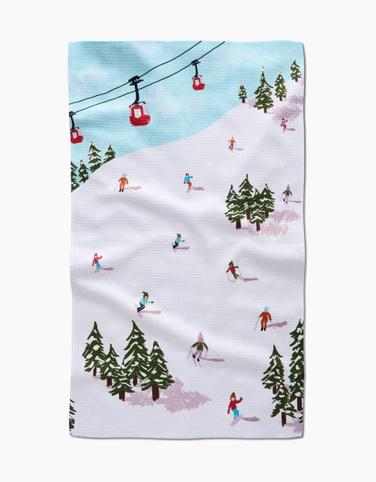 Winter Skiing Trip Geometry Tea Towel