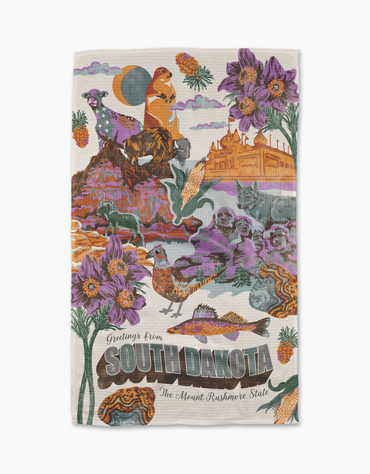 Greetings From South Dakota Geometry Tea Towel