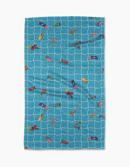 At The Pool Geometry Tea Towel