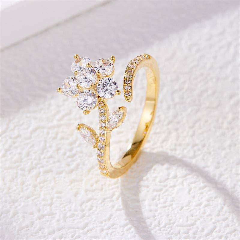 Dainty Flower Fidget Spinner Ring