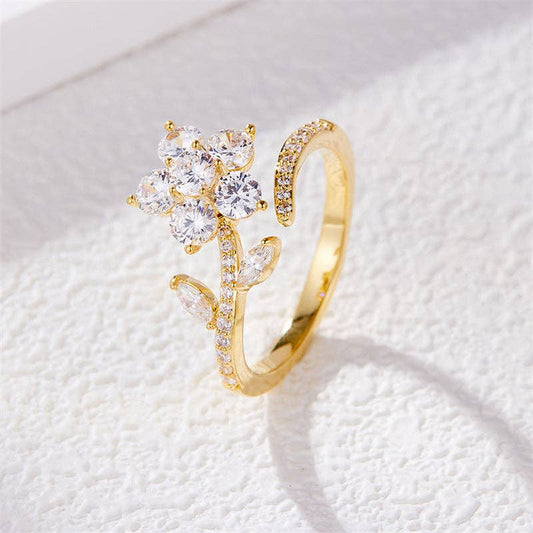 Dainty Flower Fidget Spinner Ring
