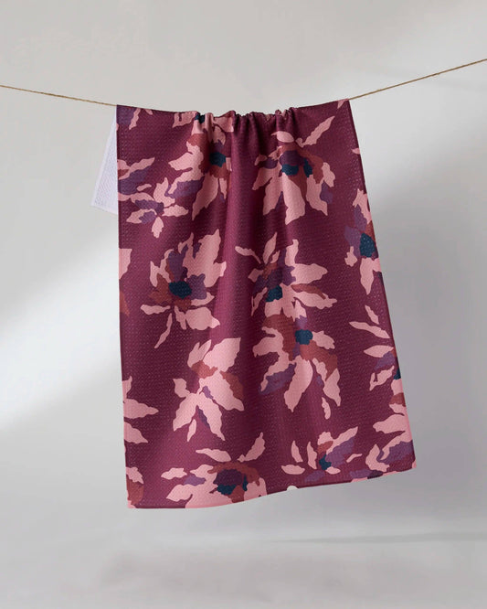 Mulberry Bloom Geometry Tea Towel