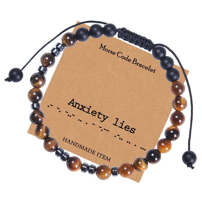 Morse Code Tiger's Eye Stretch Bracelet