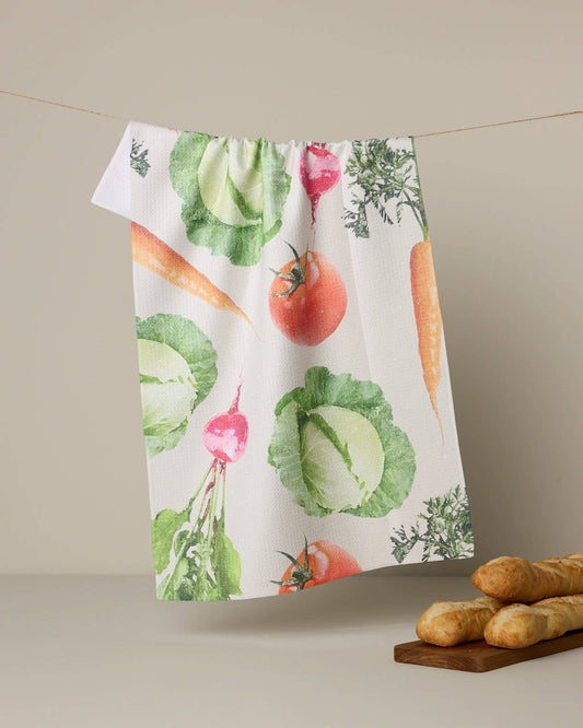 Spring Produce Geometry Tea Towel