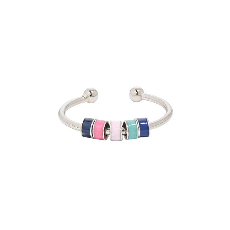 Rainbow Anxiety Spinner Ring in 925 Sterling Silver