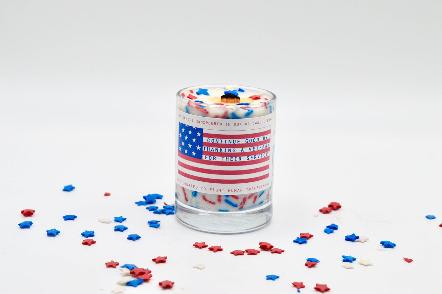 Mini America Patriotic Sprinkle Candle