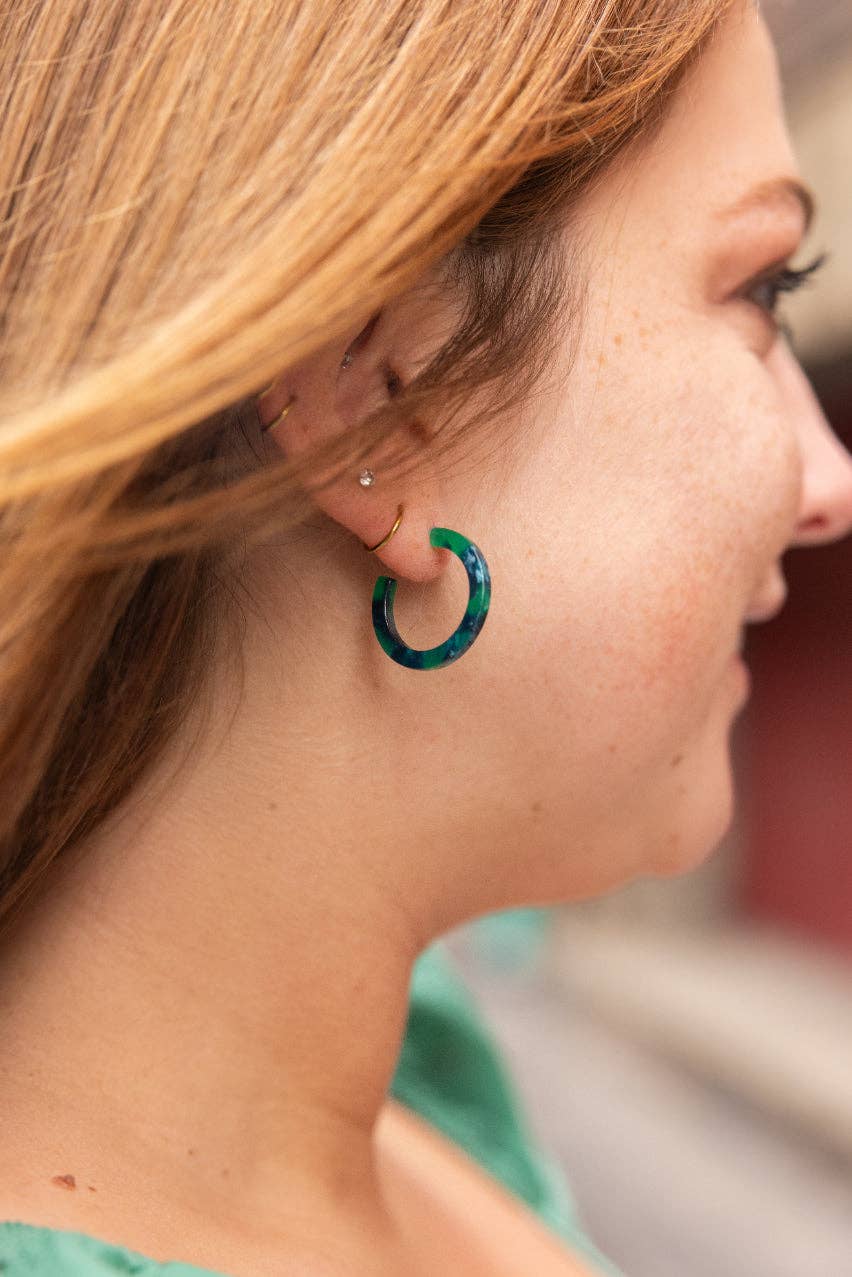 Dark Green Cam Mini Hoops