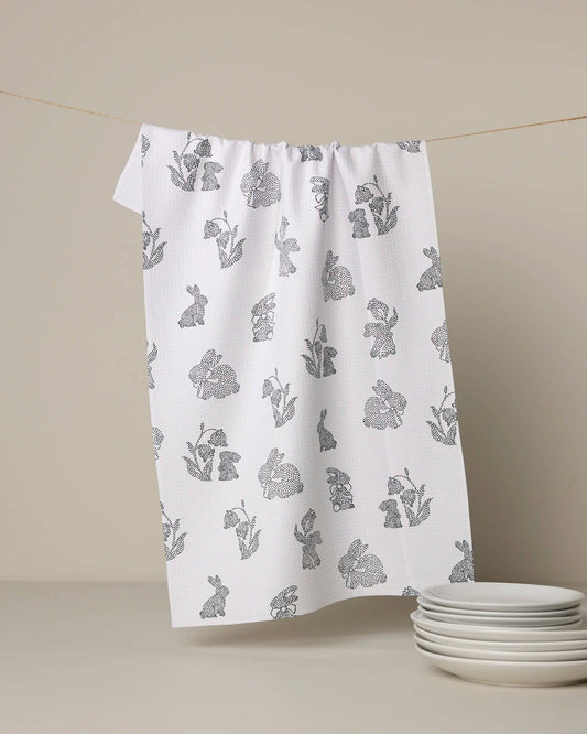 Bunny Dots Geometry Tea Towel