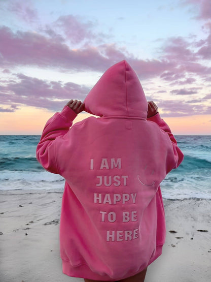 Happy to be Here Embroidered Hoodie