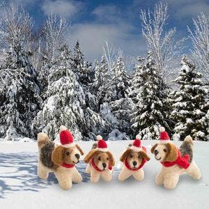 Santa’s Helpers Holiday Dog Eco Wool Ornament