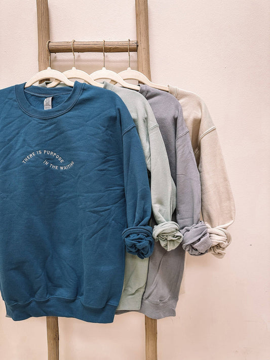 There Is Purpose In The Waiting Embroidered Sweatshirt