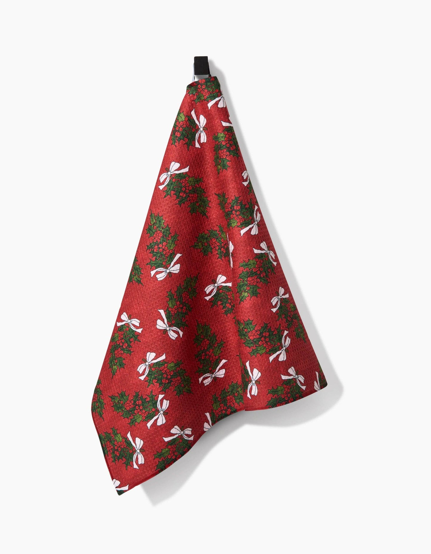 Christmas Berry Bow Geometry Tea Towel
