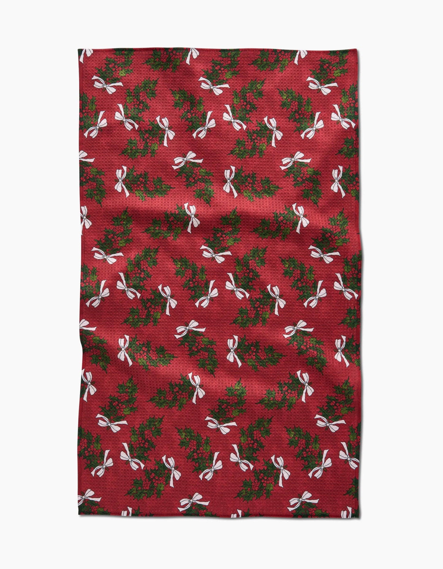 Christmas Berry Bow Geometry Tea Towel