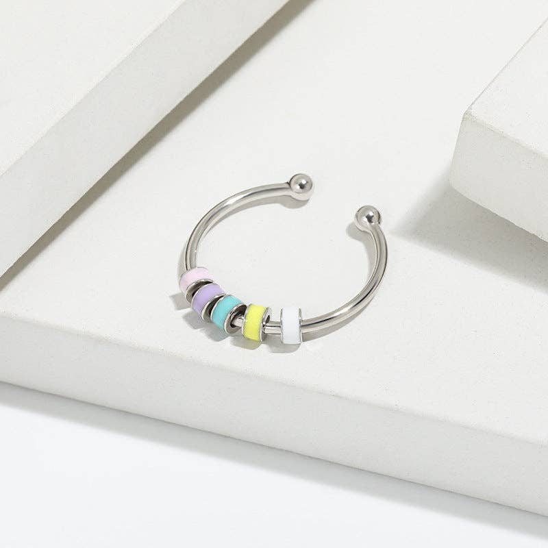 Rainbow Anxiety Spinner Ring in 925 Sterling Silver
