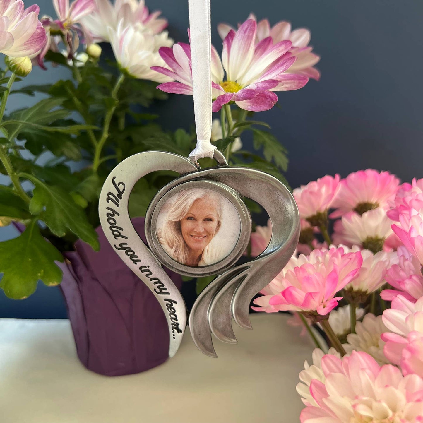 Sculpted Heart Photo Memorial Ornament