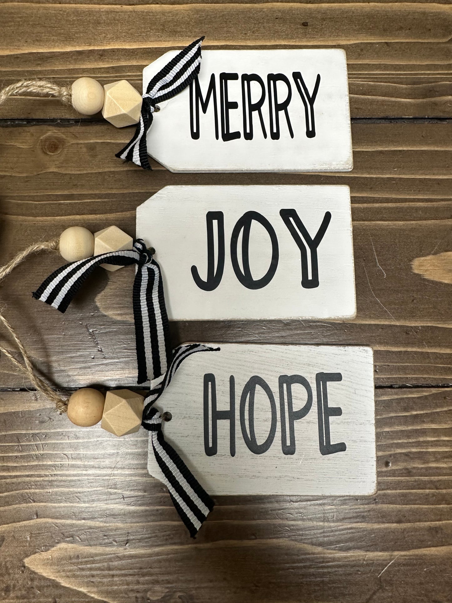 Wooden Christmas Ornaments - Set of 3