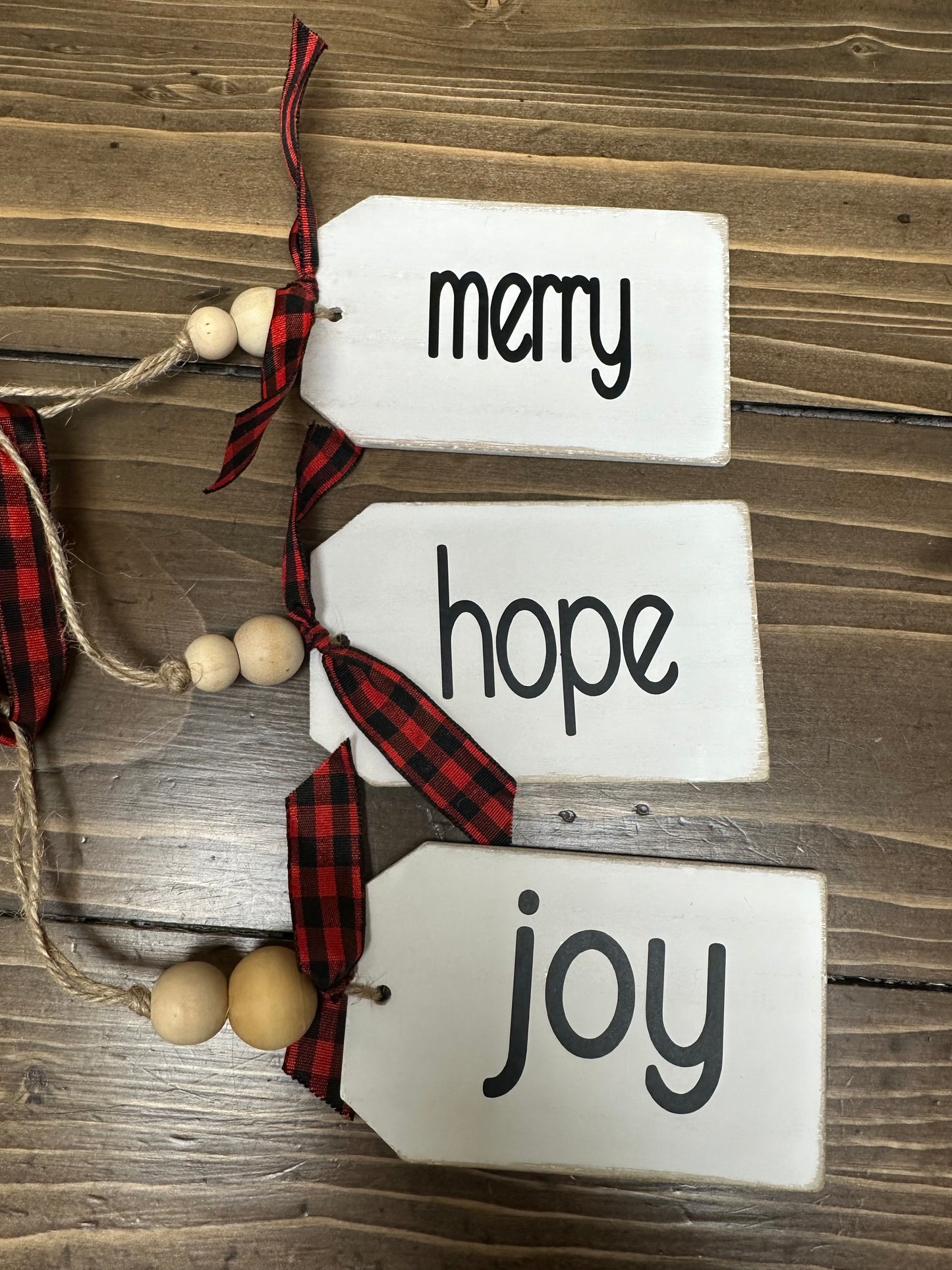 Wooden Christmas Ornaments - Set of 3